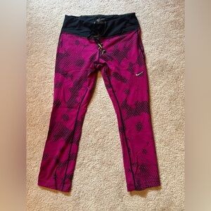 Nike Dri-Fit Calf Length Black and Pink Graphic Leggings